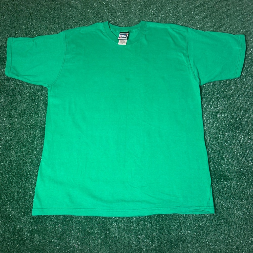 Pro Player Mens Blank T-Shirt Large Green 100% Cotton Short Sleeve Crewneck 0460